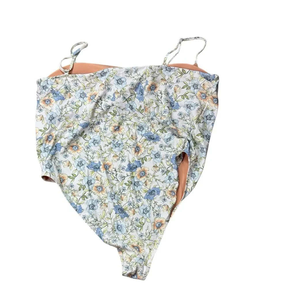 J. Crew Floral White & Blue One Piece Swimsuit